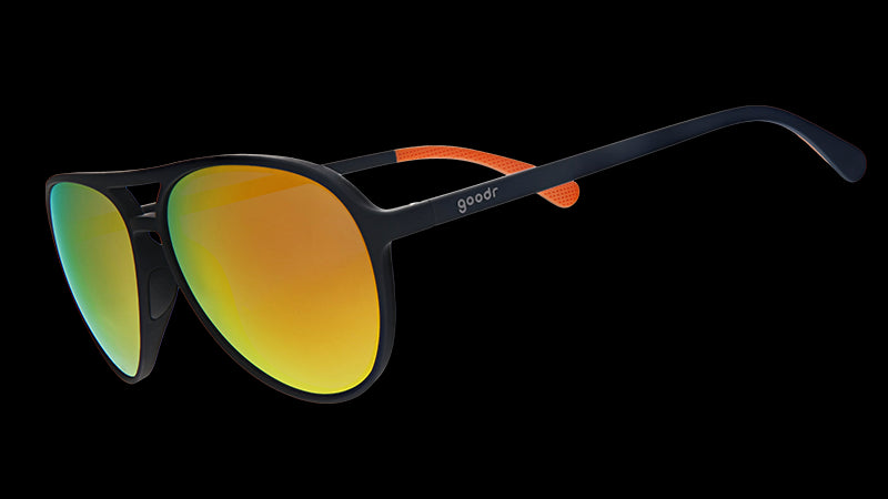 Call Me Tarmac Daddy | montatura da aviatore nera con lenti ambrate | occhiali da sole Goodr MACH G