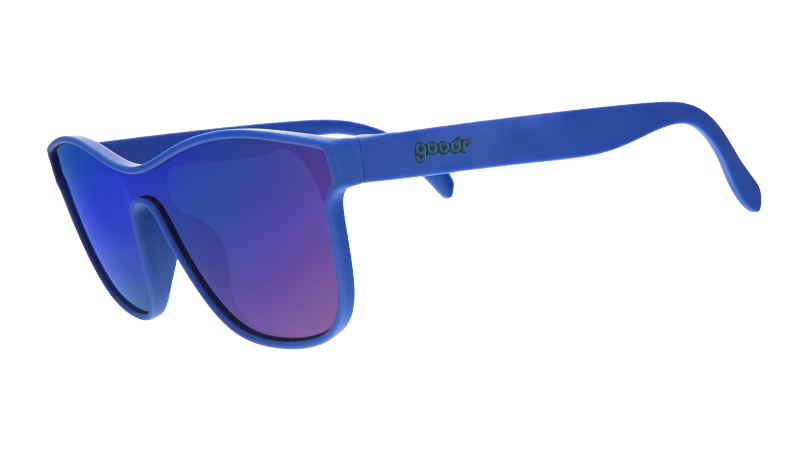 Best Dystopia Ever |Occhiali da sole blu in stile futuristico con lenti viola | Occhiali da sole Goodr