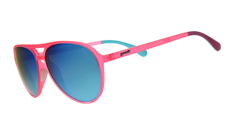 Carl è il mio Co Pilot | montatura da aviatore rosa con lenti blu | occhiali da sole Goodr MACH G