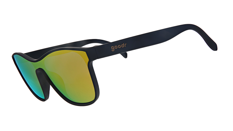 From Zero to Blitzed | Occhiali da sole neri in stile futuristico con lenti ambrate | Occhiali da sole Goodr